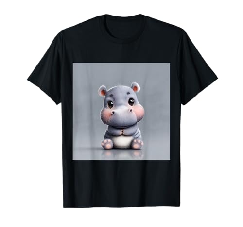 Niedliches Cartoon-Nilpferd im Chibi-Stil süßes Baby-Nilpfer T-Shirt Niedliches Cartoon-Nilpferd im Chibi-Stil süßes Baby-Nilpfer T-Shirt von Design Hippopotamus cute theme