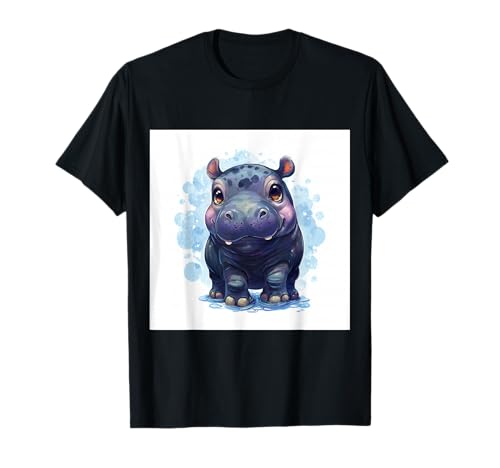 Niedliches Cartoon-Nilpferd im Chibi-Stil süßes Baby-Nilpfer T-Shirt von Design Hippopotamus cute theme