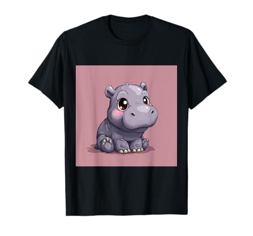Niedliches Cartoon-Nilpferd im Chibi-Stil süßes Baby-Nilpfer T-Shirt Niedliches Cartoon-Nilpferd im Chibi-Stil süßes Baby-Nilpfer T-Shirt von Design Hippopotamus cute theme