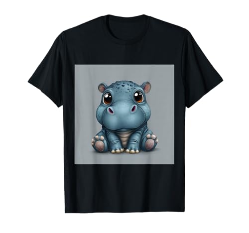Niedliches Cartoon-Nilpferd im Chibi-Stil süßes Baby-Nilpfer T-Shirt Niedliches Cartoon-Nilpferd im Chibi-Stil süßes Baby-Nilpfer T-Shirt von Design Hippopotamus cute theme