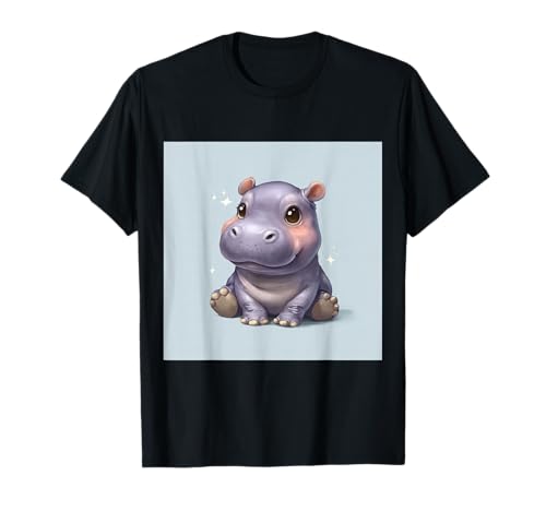 Niedliches Cartoon-Nilpferd im Chibi-Stil süßes Baby-Nilpfer T-Shirt Niedliches Cartoon-Nilpferd im Chibi-Stil süßes Baby-Nilpfer T-Shirt von Design Hippopotamus cute theme