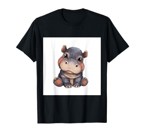 Niedliches Cartoon-Nilpferd im Chibi-Stil süßes Baby-Nilpfer T-Shirt Niedliches Cartoon-Nilpferd im Chibi-Stil süßes Baby-Nilpfer T-Shirt von Design Hippopotamus cute theme