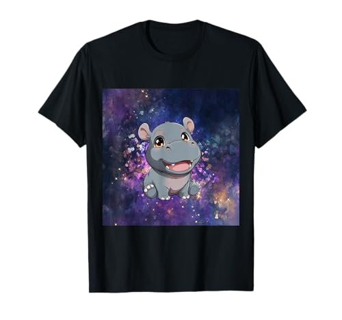 Niedliches Cartoon-Nilpferd im Chibi-Stil süßes Baby-Nilpfer T-Shirt von Design Hippopotamus cute theme