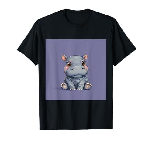 Niedliches Cartoon-Nilpferd im Chibi-Stil süßes Baby-Nilpfer T-Shirt Niedliches Cartoon-Nilpferd im Chibi-Stil süßes Baby-Nilpfer T-Shirt von Design Hippopotamus cute theme