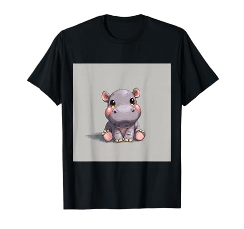 Niedliches Cartoon-Nilpferd im Chibi-Stil süßes Baby-Nilpfer T-Shirt Niedliches Cartoon-Nilpferd im Chibi-Stil süßes Baby-Nilpfer T-Shirt von Design Hippopotamus cute theme