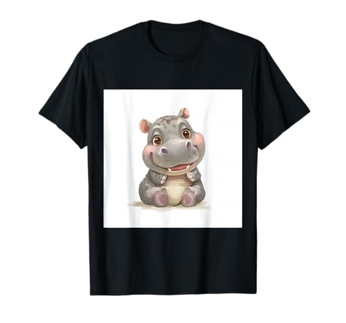 Niedliches Cartoon-Nilpferd im Chibi-Stil süßes Baby-Nilpfer T-Shirt Niedliches Cartoon-Nilpferd im Chibi-Stil süßes Baby-Nilpfer T-Shirt von Design Hippopotamus cute theme