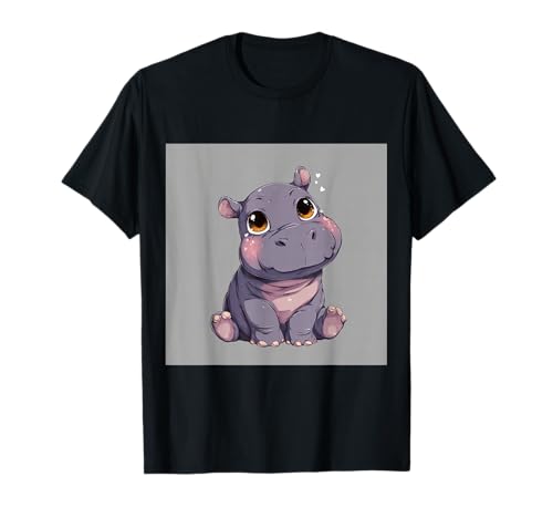 Niedliches Cartoon-Nilpferd im Chibi-Stil süßes Baby-Nilpfer T-Shirt Niedliches Cartoon-Nilpferd im Chibi-Stil süßes Baby-Nilpfer T-Shirt von Design Hippopotamus cute theme