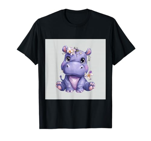 Niedliches Cartoon-Nilpferd im Chibi-Stil süßes Baby-Nilpfer T-Shirt von Design Hippopotamus cute theme