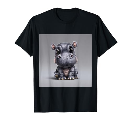 Niedliches Cartoon-Nilpferd im Chibi-Stil süßes Baby-Nilpfer T-Shirt Niedliches Cartoon-Nilpferd im Chibi-Stil süßes Baby-Nilpfer T-Shirt von Design Hippopotamus cute theme