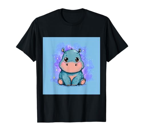 Niedliches Cartoon-Nilpferd im Chibi-Stil süßes Baby-Nilpfer T-Shirt Niedliches Cartoon-Nilpferd im Chibi-Stil süßes Baby-Nilpfer T-Shirt von Design Hippopotamus cute theme