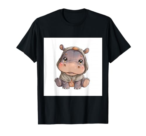 Niedliches Cartoon-Nilpferd im Chibi-Stil süßes Baby-Nilpfer T-Shirt Niedliches Cartoon-Nilpferd im Chibi-Stil süßes Baby-Nilpfer T-Shirt von Design Hippopotamus cute theme