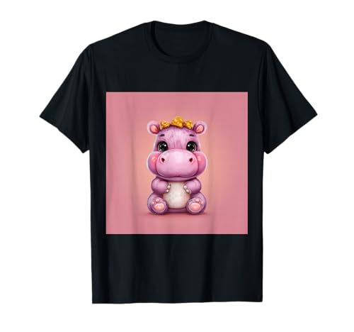 Niedliches Cartoon-Nilpferd im Chibi-Stil süßes Baby-Nilpfer T-Shirt Niedliches Cartoon-Nilpferd im Chibi-Stil süßes Baby-Nilpfer T-Shirt von Design Hippopotamus cute theme