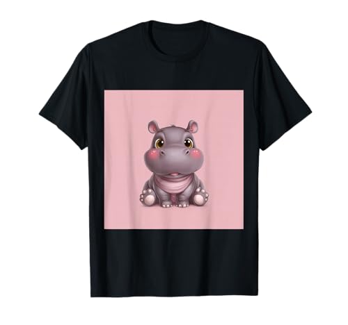 Niedliches Cartoon-Nilpferd im Chibi-Stil süßes Baby-Nilpfer T-Shirt von Design Hippopotamus cute theme