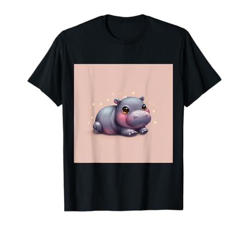 Niedliches Cartoon-Nilpferd im Chibi-Stil süßes Baby-Nilpfer T-Shirt Niedliches Cartoon-Nilpferd im Chibi-Stil süßes Baby-Nilpfer T-Shirt von Design Hippopotamus cute theme