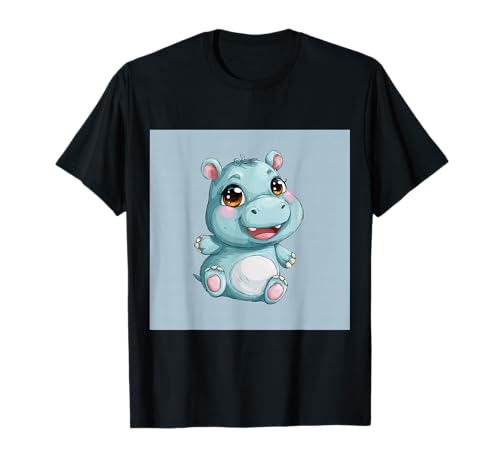 Niedliches Cartoon-Nilpferd im Chibi-Stil süßes Baby-Nilpfer T-Shirt Niedliches Cartoon-Nilpferd im Chibi-Stil süßes Baby-Nilpfer T-Shirt von Design Hippopotamus cute theme