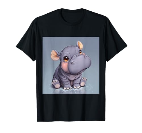 Niedliches Cartoon-Nilpferd im Chibi-Stil süßes Baby-Nilpfer T-Shirt Niedliches Cartoon-Nilpferd im Chibi-Stil süßes Baby-Nilpfer T-Shirt von Design Hippopotamus cute theme