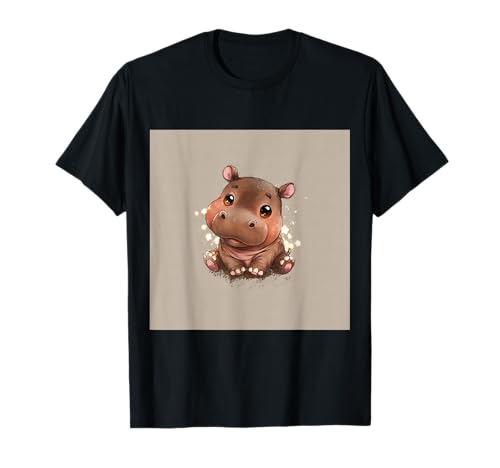 Niedliches Cartoon-Nilpferd im Chibi-Stil süßes Baby-Nilpfer T-Shirt Niedliches Cartoon-Nilpferd im Chibi-Stil süßes Baby-Nilpfer T-Shirt von Design Hippopotamus cute theme