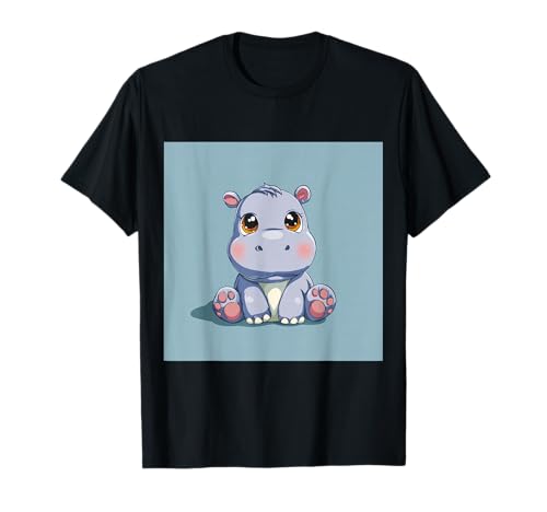 Niedliches Cartoon-Nilpferd im Chibi-Stil süßes Baby-Nilpfer T-Shirt von Design Hippopotamus cute theme