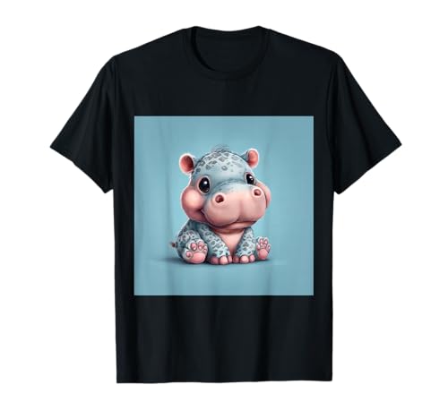 Niedliches Cartoon-Nilpferd im Chibi-Stil süßes Baby-Nilpfer T-Shirt Niedliches Cartoon-Nilpferd im Chibi-Stil süßes Baby-Nilpfer T-Shirt von Design Hippopotamus cute theme