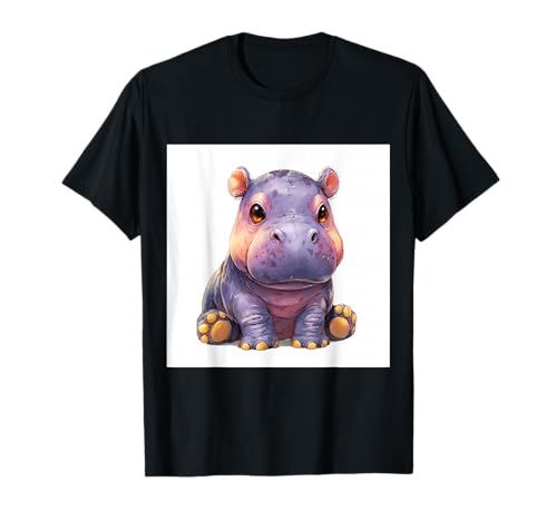 Niedliches Cartoon-Nilpferd im Chibi-Stil süßes Baby-Nilpfer T-Shirt Niedliches Cartoon-Nilpferd im Chibi-Stil süßes Baby-Nilpfer T-Shirt von Design Hippopotamus cute theme