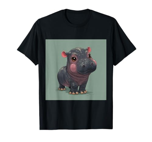 Niedliches Cartoon-Nilpferd im Chibi-Stil süßes Baby-Nilpfer T-Shirt Niedliches Cartoon-Nilpferd im Chibi-Stil süßes Baby-Nilpfer T-Shirt von Design Hippopotamus cute theme