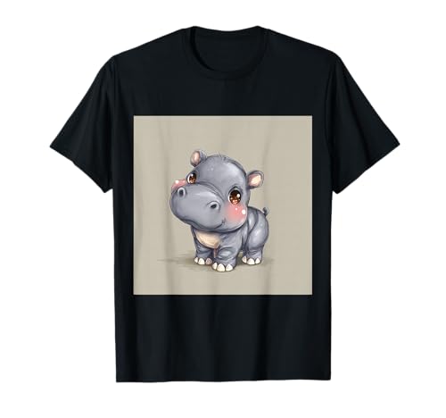 Niedliches Cartoon-Nilpferd im Chibi-Stil süßes Baby-Nilpfer T-Shirt Niedliches Cartoon-Nilpferd im Chibi-Stil süßes Baby-Nilpfer T-Shirt von Design Hippopotamus cute theme