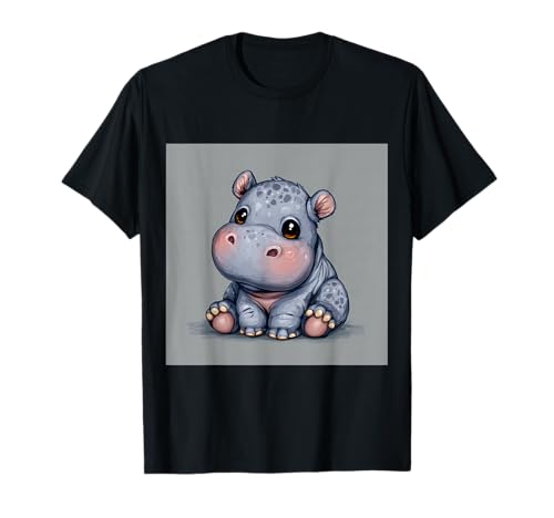 Niedliches Cartoon-Nilpferd im Chibi-Stil süßes Baby-Nilpfer T-Shirt Niedliches Cartoon-Nilpferd im Chibi-Stil süßes Baby-Nilpfer T-Shirt von Design Hippopotamus cute theme