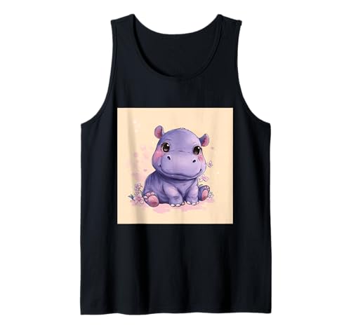 Niedliches Cartoon-Nilpferd im Chibi-Stil süßes Baby-Nilpfer Tank Top Niedliches Cartoon-Nilpferd im Chibi-Stil süßes Baby-Nilpfer Tank Top von Design Hippopotamus cute theme