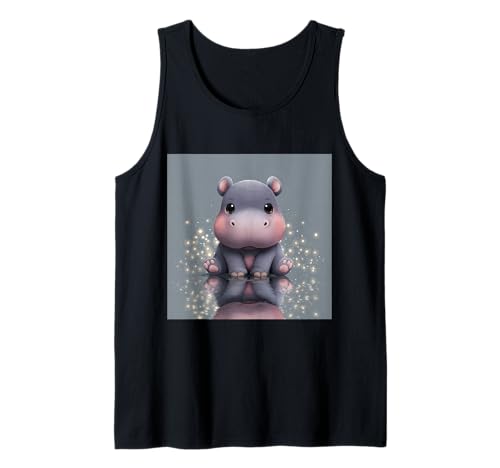 Niedliches Cartoon-Nilpferd im Chibi-Stil süßes Baby-Nilpfer Tank Top von Design Hippopotamus cute theme