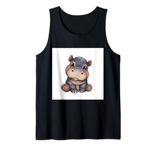 Niedliches Cartoon-Nilpferd im Chibi-Stil süßes Baby-Nilpfer Tank Top Niedliches Cartoon-Nilpferd im Chibi-Stil süßes Baby-Nilpfer Tank Top von Design Hippopotamus cute theme