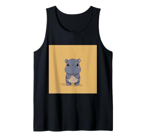 Niedliches Cartoon-Nilpferd im Chibi-Stil süßes Baby-Nilpfer Tank Top von Design Hippopotamus cute theme