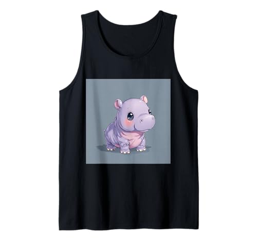 Niedliches Cartoon-Nilpferd im Chibi-Stil süßes Baby-Nilpfer Tank Top von Design Hippopotamus cute theme