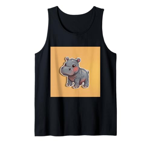 Niedliches Cartoon-Nilpferd im Chibi-Stil süßes Baby-Nilpfer Tank Top von Design Hippopotamus cute theme