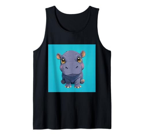 Niedliches Cartoon-Nilpferd im Chibi-Stil süßes Baby-Nilpfer Tank Top Niedliches Cartoon-Nilpferd im Chibi-Stil süßes Baby-Nilpfer Tank Top von Design Hippopotamus cute theme