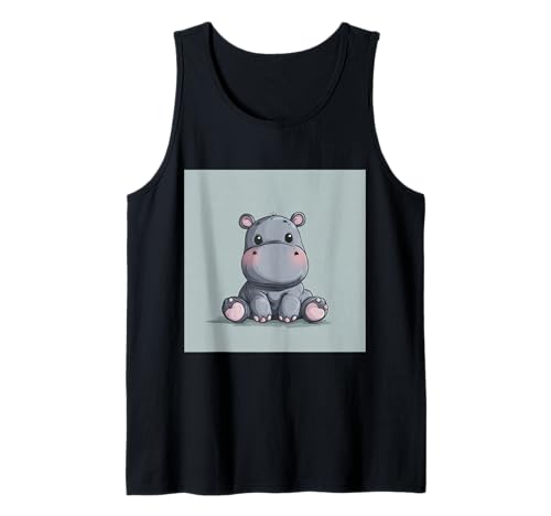 Niedliches Cartoon-Nilpferd im Chibi-Stil süßes Baby-Nilpfer Tank Top von Design Hippopotamus cute theme