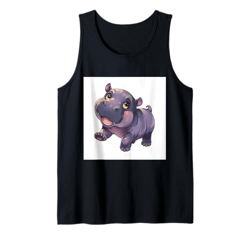 Niedliches Cartoon-Nilpferd im Chibi-Stil süßes Baby-Nilpfer Tank Top von Design Hippopotamus cute theme