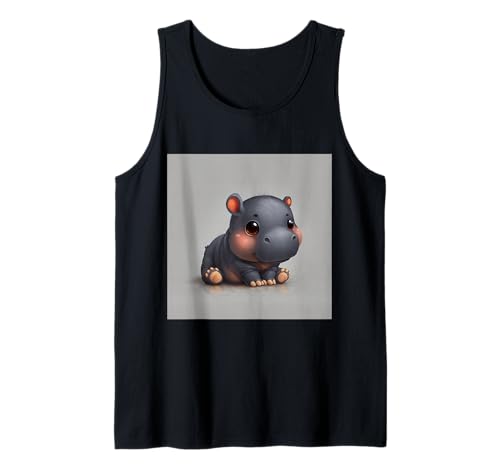 Niedliches Cartoon-Nilpferd im Chibi-Stil süßes Baby-Nilpfer Tank Top Niedliches Cartoon-Nilpferd im Chibi-Stil süßes Baby-Nilpfer Tank Top von Design Hippopotamus cute theme