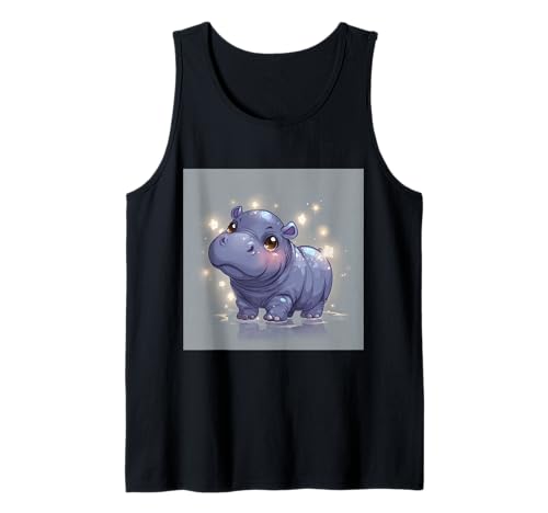 Niedliches Cartoon-Nilpferd im Chibi-Stil süßes Baby-Nilpfer Tank Top von Design Hippopotamus cute theme