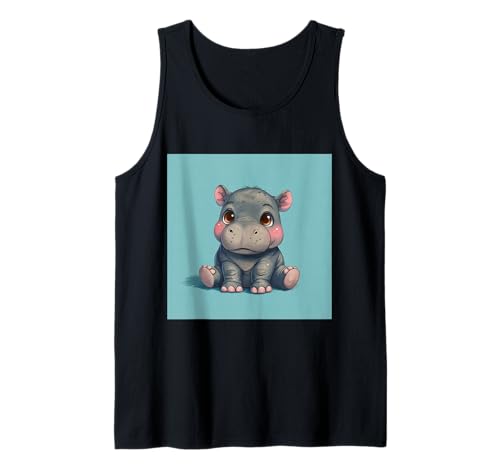 Niedliches Cartoon-Nilpferd im Chibi-Stil süßes Baby-Nilpfer Tank Top von Design Hippopotamus cute theme