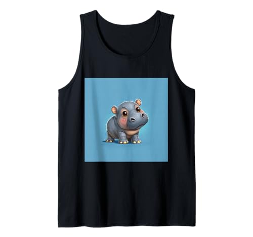 Niedliches Cartoon-Nilpferd im Chibi-Stil süßes Baby-Nilpfer Tank Top von Design Hippopotamus cute theme