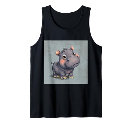 Niedliches Cartoon-Nilpferd im Chibi-Stil süßes Baby-Nilpfer Tank Top Niedliches Cartoon-Nilpferd im Chibi-Stil süßes Baby-Nilpfer Tank Top von Design Hippopotamus cute theme