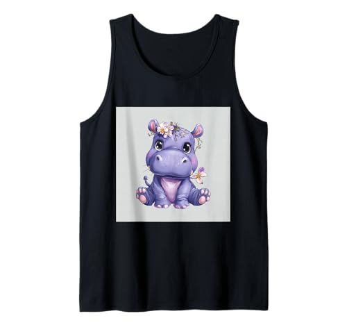 Niedliches Cartoon-Nilpferd im Chibi-Stil süßes Baby-Nilpfer Tank Top Niedliches Cartoon-Nilpferd im Chibi-Stil süßes Baby-Nilpfer Tank Top von Design Hippopotamus cute theme