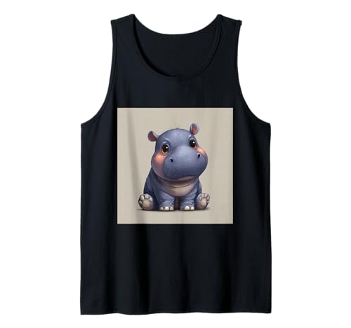 Niedliches Cartoon-Nilpferd im Chibi-Stil süßes Baby-Nilpfer Tank Top Niedliches Cartoon-Nilpferd im Chibi-Stil süßes Baby-Nilpfer Tank Top von Design Hippopotamus cute theme