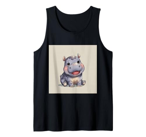 Niedliches Cartoon-Nilpferd im Chibi-Stil süßes Baby-Nilpfer Tank Top von Design Hippopotamus cute theme
