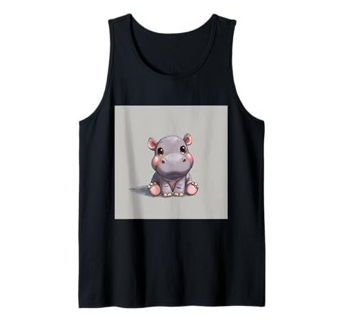 Niedliches Cartoon-Nilpferd im Chibi-Stil süßes Baby-Nilpfer Tank Top von Design Hippopotamus cute theme