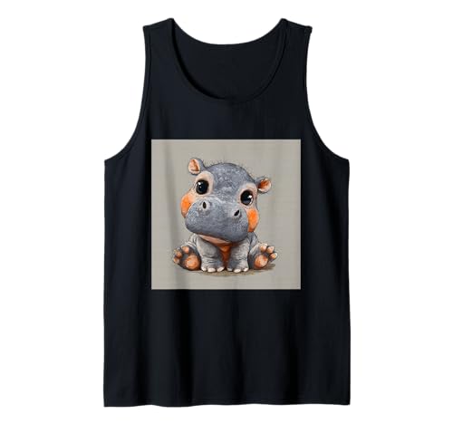 Niedliches Cartoon-Nilpferd im Chibi-Stil süßes Baby-Nilpfer Tank Top Niedliches Cartoon-Nilpferd im Chibi-Stil süßes Baby-Nilpfer Tank Top von Design Hippopotamus cute theme
