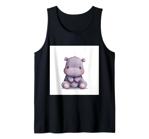 Niedliches Cartoon-Nilpferd im Chibi-Stil süßes Baby-Nilpfer Tank Top Niedliches Cartoon-Nilpferd im Chibi-Stil süßes Baby-Nilpfer Tank Top von Design Hippopotamus cute theme