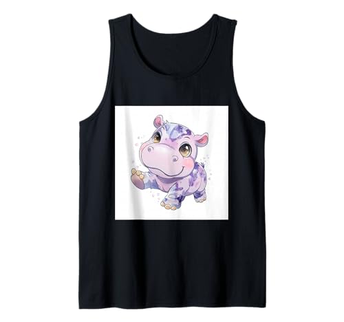 Niedliches Cartoon-Nilpferd im Chibi-Stil süßes Baby-Nilpfer Tank Top Niedliches Cartoon-Nilpferd im Chibi-Stil süßes Baby-Nilpfer Tank Top von Design Hippopotamus cute theme