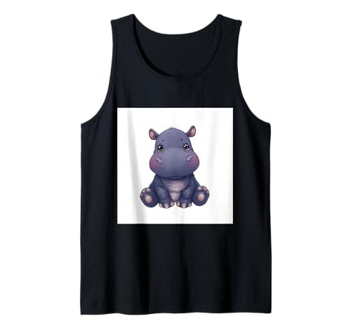 Niedliches Cartoon-Nilpferd im Chibi-Stil süßes Baby-Nilpfer Tank Top von Design Hippopotamus cute theme