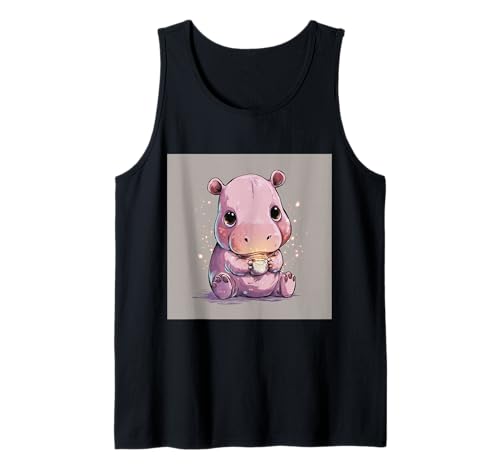 Niedliches Cartoon-Nilpferd im Chibi-Stil süßes Baby-Nilpfer Tank Top Niedliches Cartoon-Nilpferd im Chibi-Stil süßes Baby-Nilpfer Tank Top von Design Hippopotamus cute theme